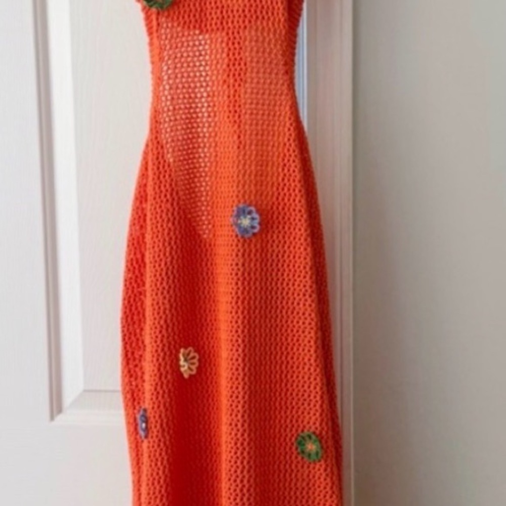 Anthropologie CELANDINE CROCHET HALTER COVER-UP DRESS XL summer resort vacay NWT - Picture 7 of 10